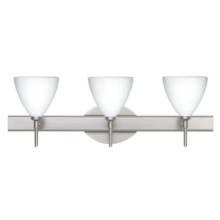 Besa Lighting Mia Vanity, Opal Matte, Satin Nickel Finish, 3x40W Halogen 3SW-177907-SN